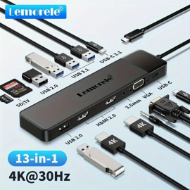 13-in-1 USB-C Hub Docking Station – 4K HDMI, VGA, Ethernet & Multi-Port Adapter