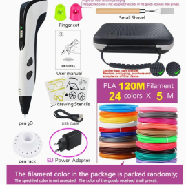 Deluxe 3D Printing Pen Kit with LCD, Speed Control & 24-Color PLA Filament