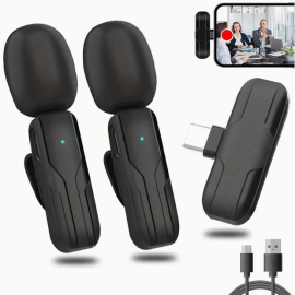 Rotatable Wireless Lavalier Microphone – 2.4 GHz Clip-On Mic with USB-C Rechargeable Battery
