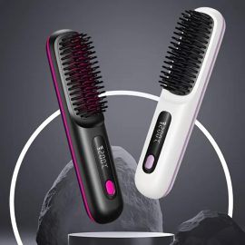 Portable Cordless Hair Straightener Brush – USB Rechargeable, Rapid Heat, Anti-Scald